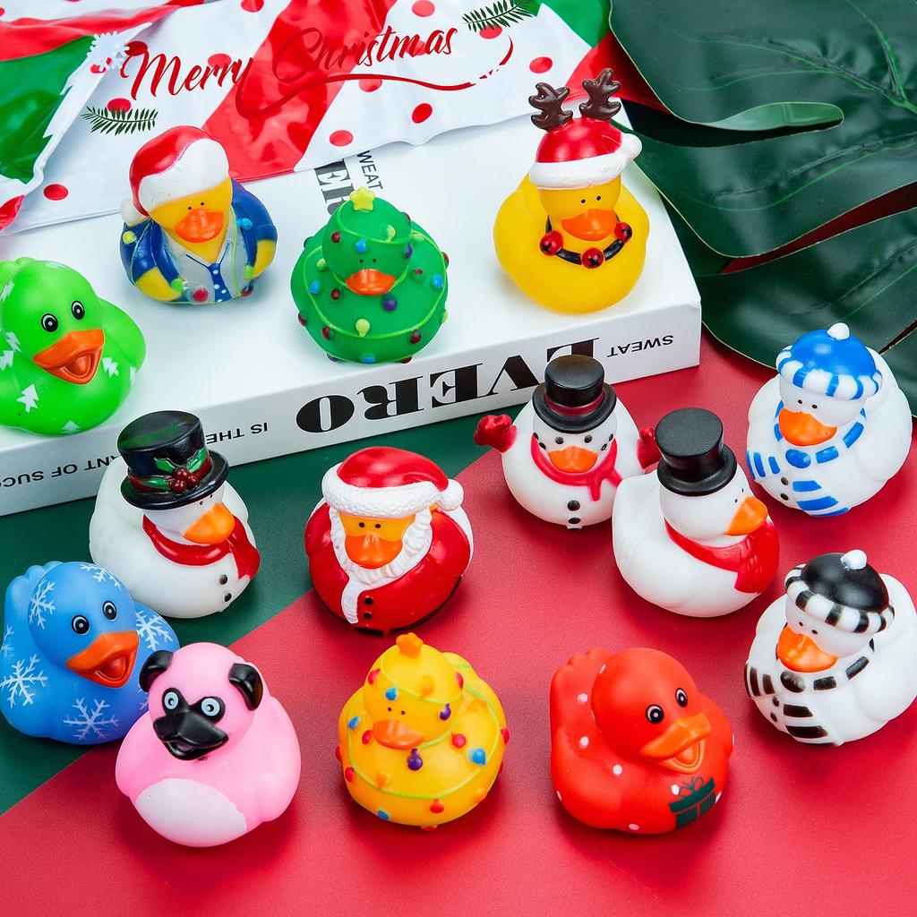 6/12/24 Christmas Rubber Ducks,Accessories Jeep Duckies Toys For Kids Christmas Party Favors,Gift Exchange,Christmas Stocking