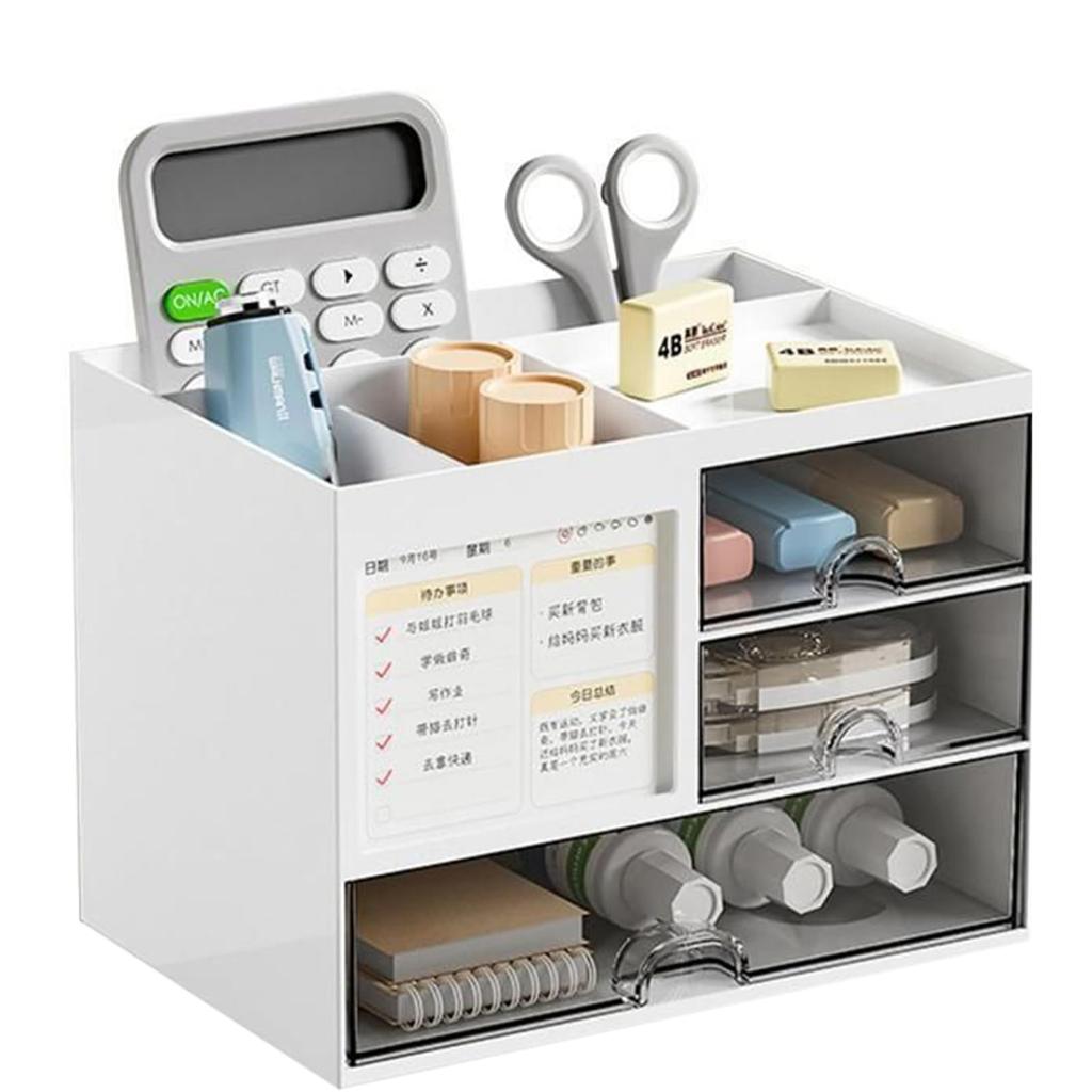 Xawslife Multifunctional Desk Organizer with 3 Drawers for Small Item Stationery Pen Remote and Perfect for Home and Office No Assembly Required