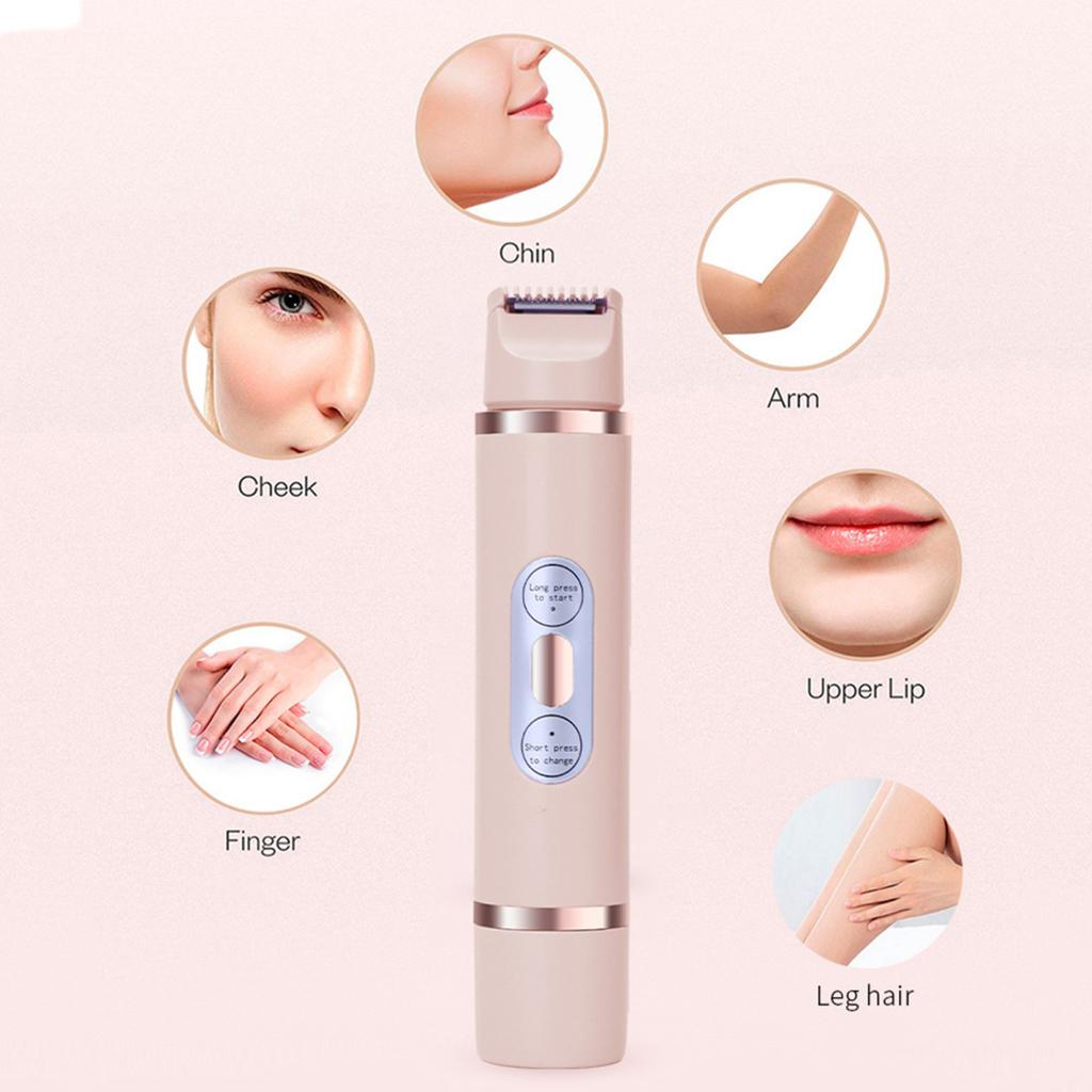 Women Electric Shaver USB Rechargeable Double Head IPX7 Waterproof Portable Face Body Bikini Area Arm Leg Hair Removal Epilator Razor Trimmer