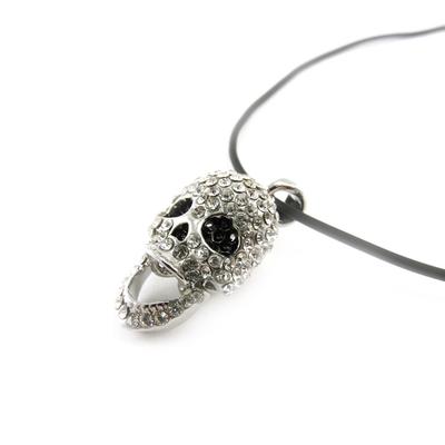 [J1366] - Colar criador 'Caveira' branco preto