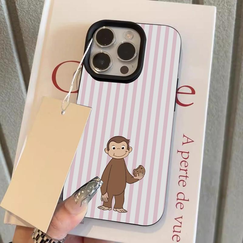 

Striped Biscuit Monkey Pattern Lychee Texture Phone Case For iPhone 17 16 15 14 13 12 11 Pro Max 14 15 Plus 17 Air Soft Cover iPhone 11 Pro Max