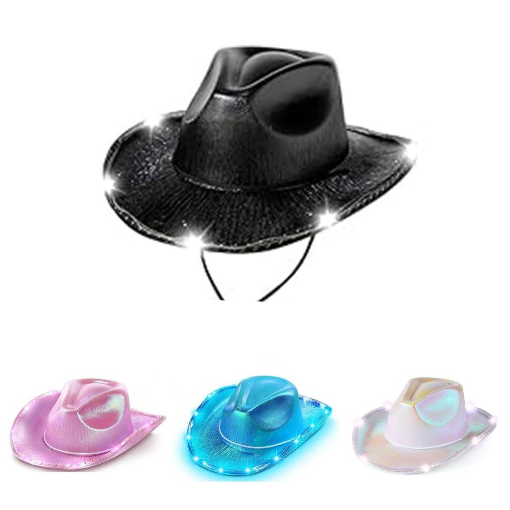 Lighted Fun Cowboy Hat Fixed Shape Halloween Christmas Party Gatherings Supplies