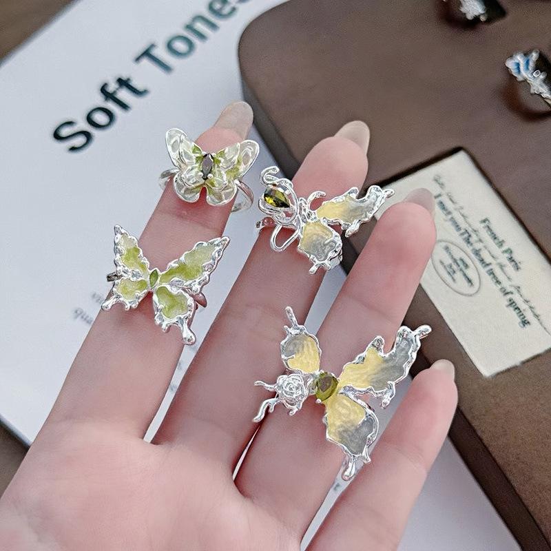 Zircon Enamel Butterfly Open Ring: Luxurious, Versatile, and Stylish for Women