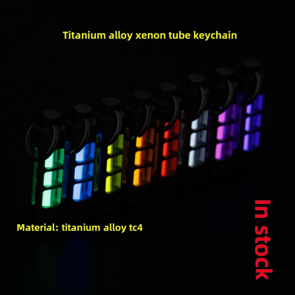 Titanium Alloy Tritium Tube Keychain, Self-luminous Tritium Trachea Necklace Pendant 3.5 * 25mm Tritium Removable