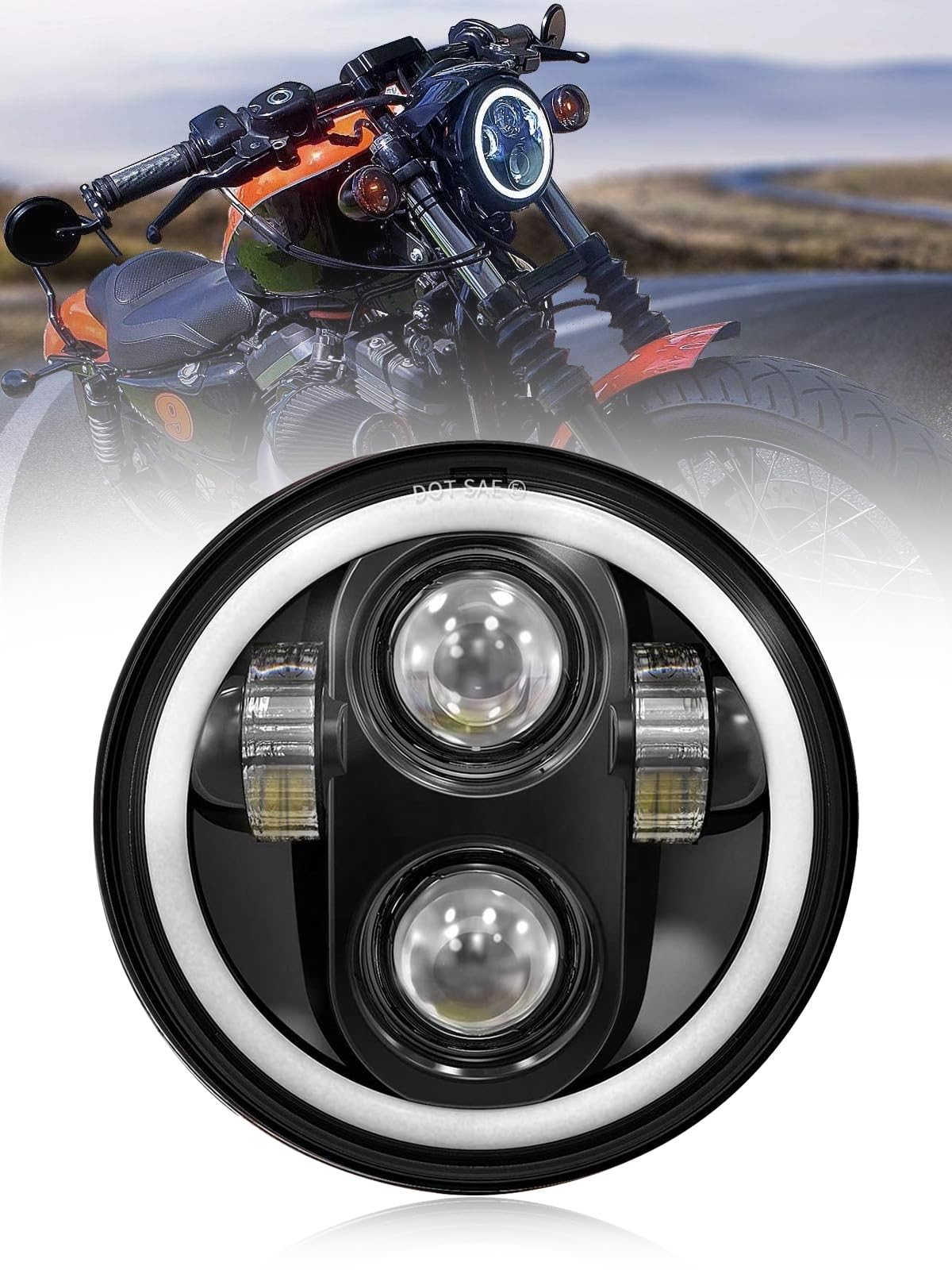 

NORTHYUN LED Motorcycle Headlight with Switch and 3 Lighting High IP67 Easy Installation 5.75-inch Hi/Lo DRL, 12V/24V Universal, Modes, Brightness, чёрный