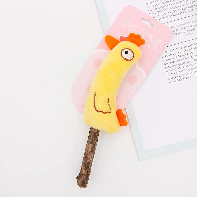 

Кошачья зубная палочка, коренные стержни из натурального дерева для собак, плюшевые игрушки для кошек, прорезывающихся зубов, жевательная палочка для зубов, игрушка, стержень для скрежетания зубами жёлтый