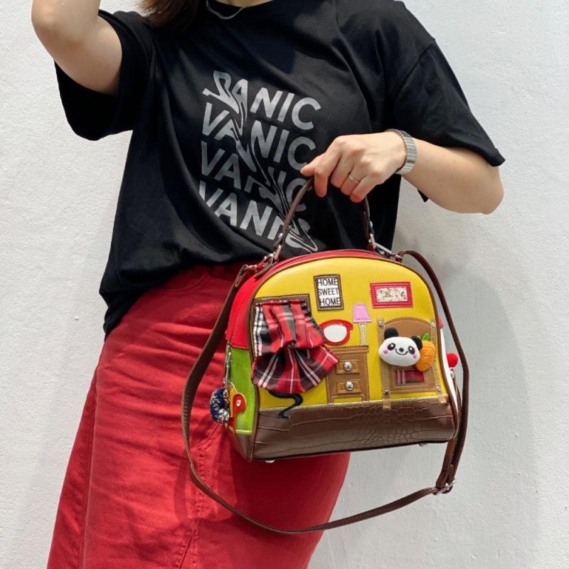 Bag Niche Design Women'S Bag Cartoon Embroidery Contrasting Color Handbag Women'S Creative Shoulder Messenger Bag Small Bag