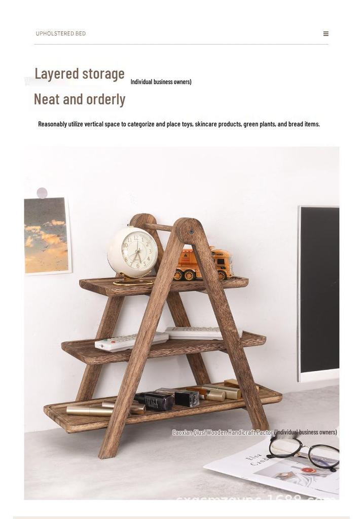 Wooden Three-Tier Shelf: Paper Cup Holder, Kitchen Tray, Succulent Storage, Toy Rack