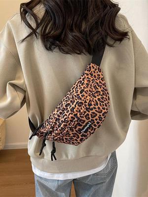Borsa a tracolla da donna 2024 con stampa leopardata – Stile coreano alla moda, versatile da indossare in vita o a tracolla