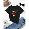 Rose Print, Fairy, Printed T-shirt, Casual Round-neck Short-sleeve Top, Suitable for Spring and Summer Wear, All-season, Women's Clothing