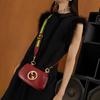 Gucci Blondie Gold Logo Detachable Shoulder Strap Runway Leather Mini Handbag Crossbody Women handbag Deep-Red 698643-UXXAG-6170