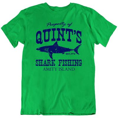Quint's Shark Fishing Shark Hunter Jaws Movie 1975 Film T Shirt Tee Gift New