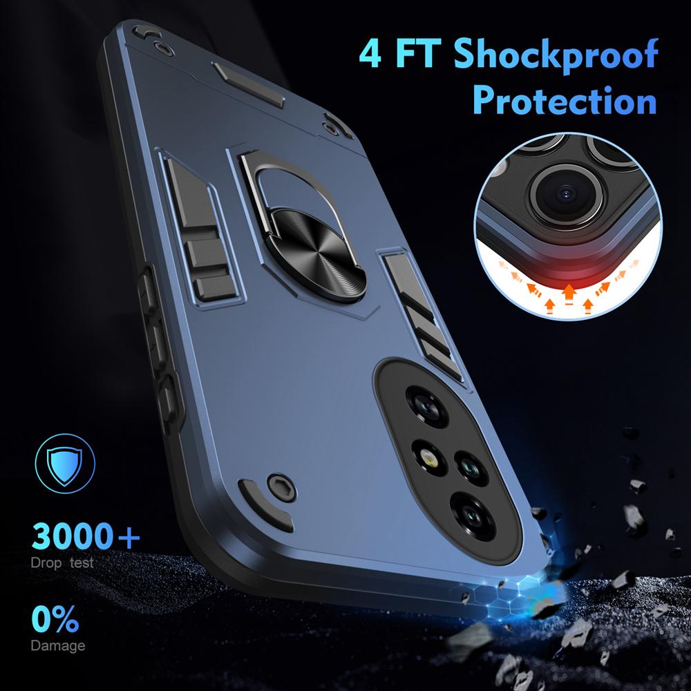 KEYSION Shockproof Armor Case for HONOR 200 Pro 5G Silicone+PC Camera Protection Ring Stand Phone Cover for Huawei Honor 200 5G