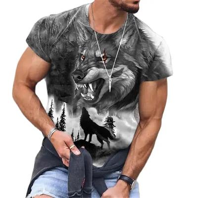 Sommer Tier Wolf Print männer T Shirt Rundhals Kurzarm Lose Tops Casual Männlich Tees Übergroßen T Shirts 6XL