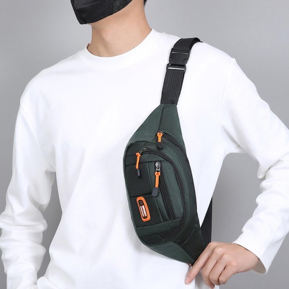 Large Capacity Men Chest Bag Waterproof Sports Walking Bag Zipper Mobile Waist Bag Riding