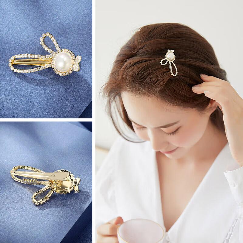 CHIMERA 2-Piece Rhinestone Barrettes, Bunny Hair Clips, Side Clips, Hair Accessories, Hairpins