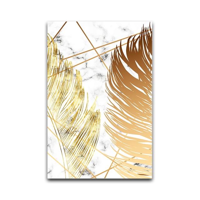 Black Golden Yellow Leaves Abstract Wall Art Picture Canvas Painting Poster Print Decor Wall Art Pictures Living Room Decoration