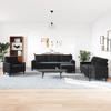 4 Piece Velvet Sofa Set with Cushions and Neck Roll Pillows Black