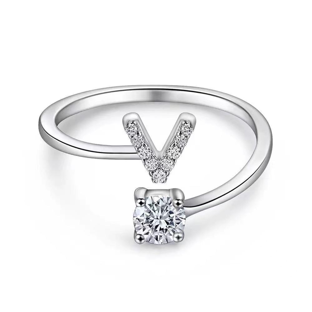 

Свадебная мода, подарки с цирконами, мужские и женские инициалы А-Я, мужское и женское регулируемое открытое кольцо, модные подарки с цирконами для resizable