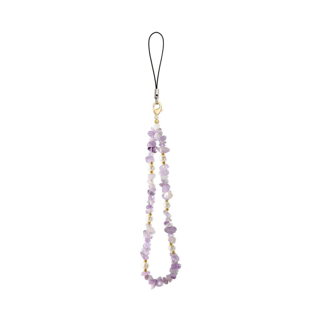 Amethyst Chip Beaded Phone Lanyard - Handmade Women's Natural Stone Strap