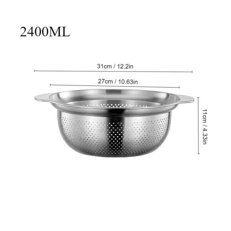 Stainless Steel Drain Basket Fruit Vegetable Washing Basin Rice Sieve Filter Kitchen Salad Egg Mixing Bowls Drainer Container
