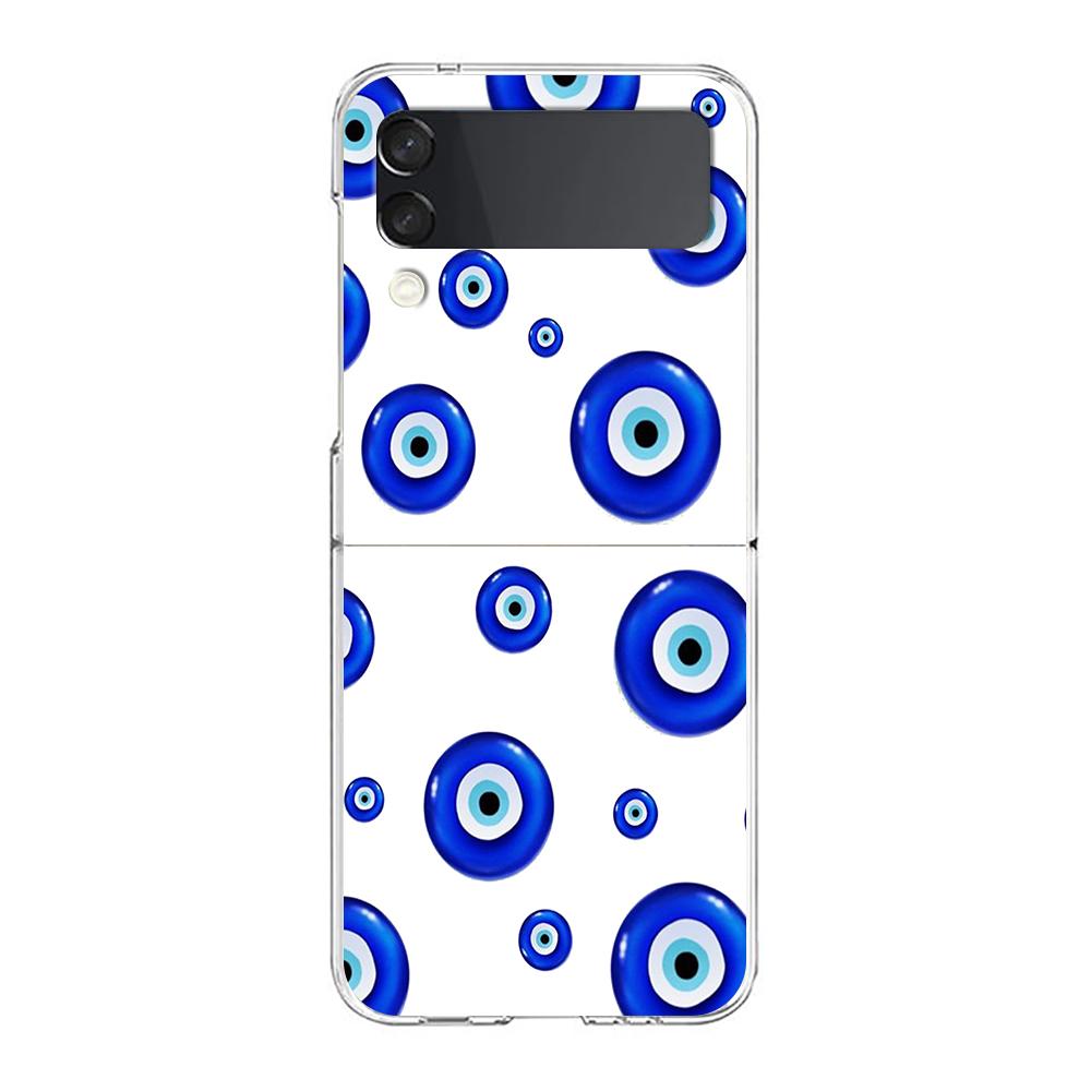 Phone Case For Samsung Galaxy Z Flip 3 4 5 Hard Folding PC Bumper Blue Eye Art For Samsung Z Flip 6 Back Cover