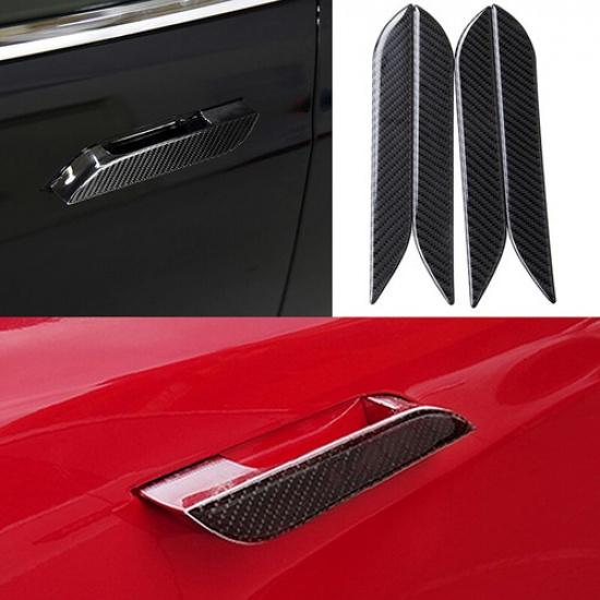 4Pcs For Tesla Model S 2014-2019 Carbon Fiber Car Auto Door Handle Sticker Cover
