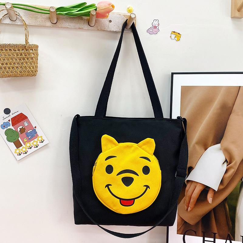 Cartoon-Leinwandtasche Damen 2025 neue Mode bedruckte tragbare Einkaufstasche mit einfacher Textur Tragetasche