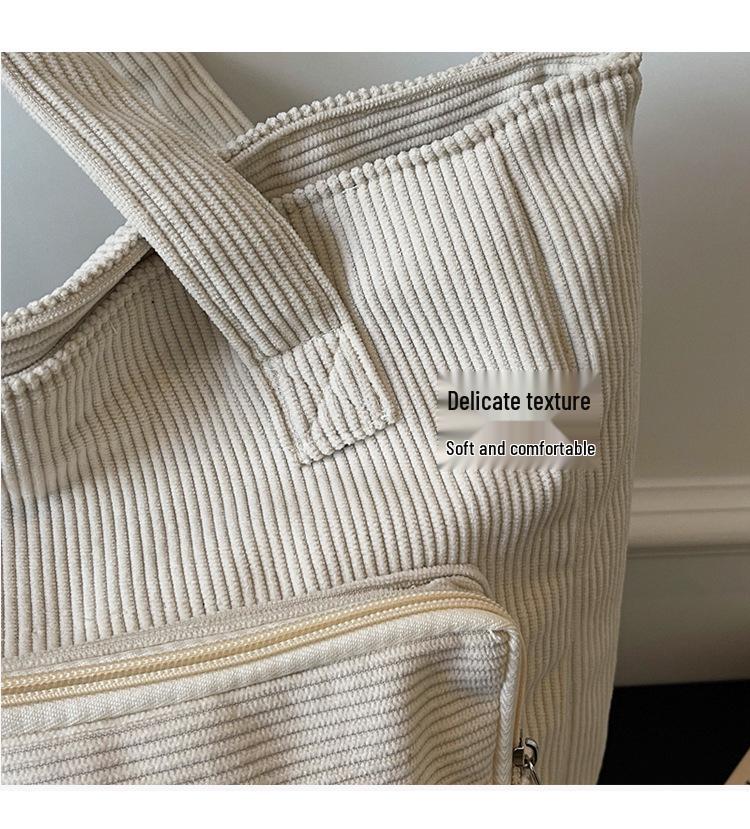 Women's Large Corduroy Tote - Summer 2026 Casual Bucket Shoulder Bag