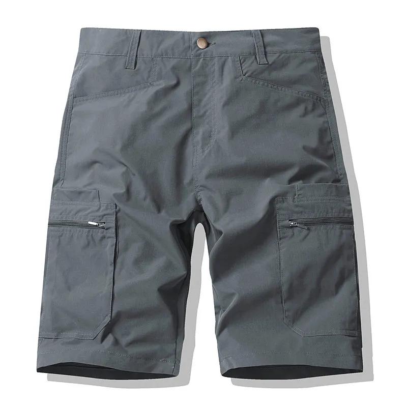 

Men Tactical Cargo Shorts Summer Casual Loose Fit Cotton Shorts Multi Pockets Quick Drying Workout Shorts Male Camouflage Shorts 30 сірий
