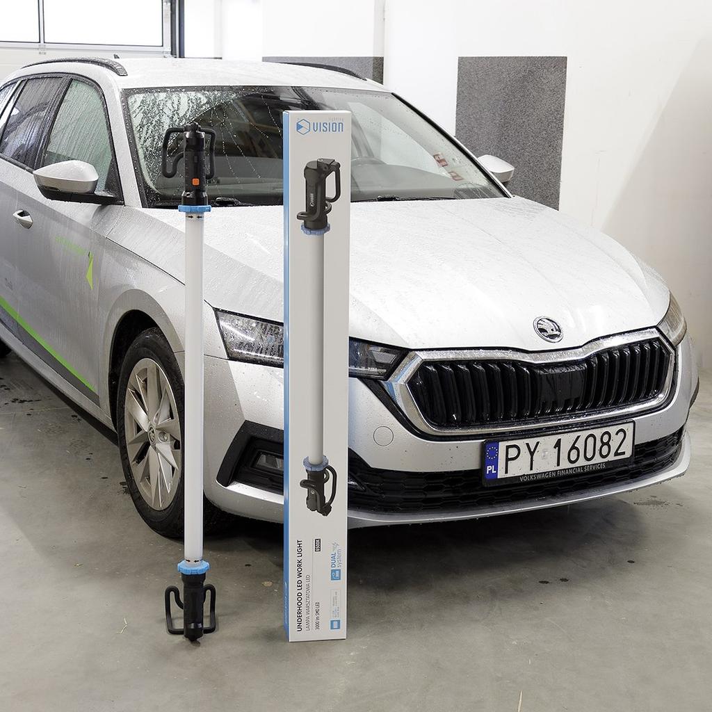 Werkstattleuchte / Leuchtstofflampe mit Halteklammern für unter die Motorhaube, 30W 3000 lm, AC/DC