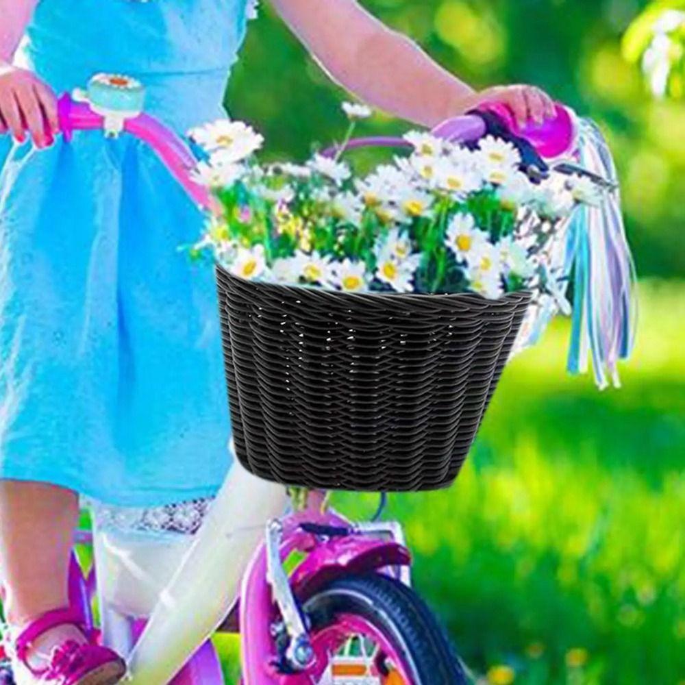 Woven Handmade Toddler Tiny Tricycle Baskets Waterproof Storage Front Handlebar Basket  Girls