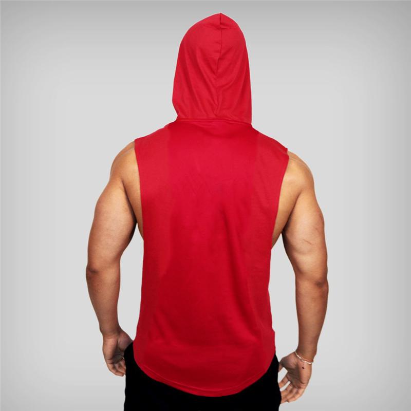 Sommer Fitness Tank Top Männer Lose Mit Kapuze Ärmellose Täglichen Mode Brief Gedruckt