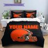 Custom Name,Cleveland Browns Pattern Bedding Home Decoration Birthday Gift ( 1 duvet cover + 2 pillowcase, without core),fan merchandise.
