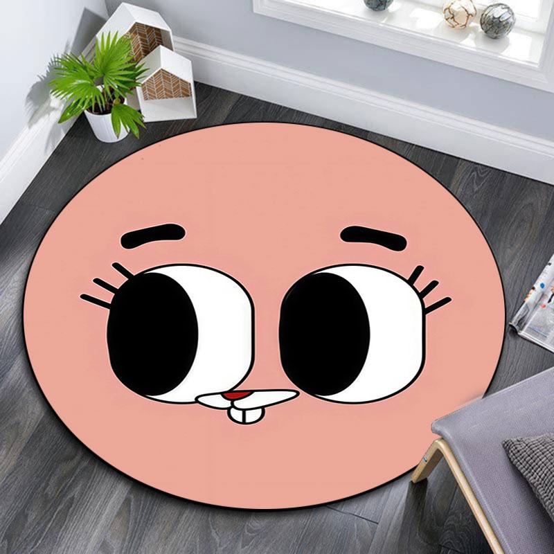 Anais Gumball Muster runder Teppich, Teppich für Wohnzimmer Schlafzimmer Spielzimmer, rutschfeste Bodenmatte, Weihnachtsgeschenke und Geburtstagsgeschenke.