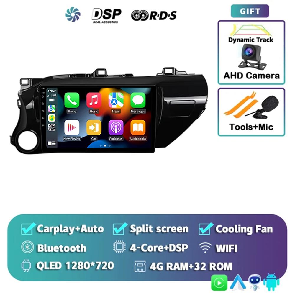 

Android 14 Carplay Автомагнитола для Toyota HILUX REVO VIGO IMV 2015 2017 2018 2019 - 2025 Мультимедийный проигрыватель Стерео GPS 4G+BT