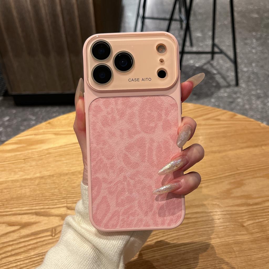 Original Leopard Print Texture Phone Case For iPhone 17 16 15 14 13 Pro Max Large Window Lens Protection Shockproof Matte Cover