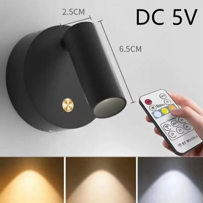 Lampa ścienna LED do sypialni z przełącznikiem dotykowym USB, ładowana, czarno-biała, magnetyczna, z podstawą magnetyczną, ściemniana, do nauki przy łóżku
