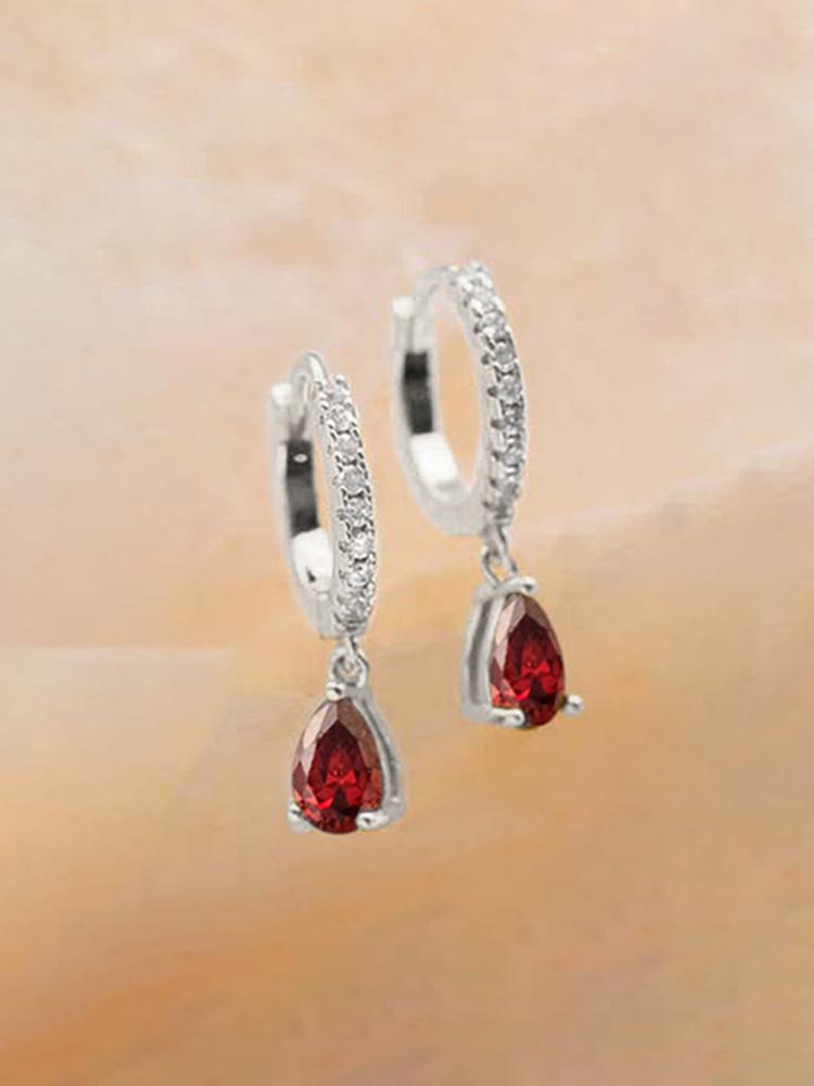 Copper Colorful Zircon Simple Fashion Water Drop Hoop Earring For Women Dating Partyt High Quality Fine Jewelry