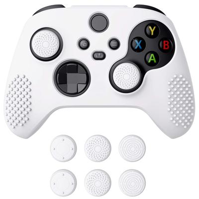 EXtremeRate PlayVital Capa de Silicone 3D com Pontos para Controle Xbox Series com 6 Grips de Polegar Pretos Protetor de Borracha Macia para Xbox Core Wireless