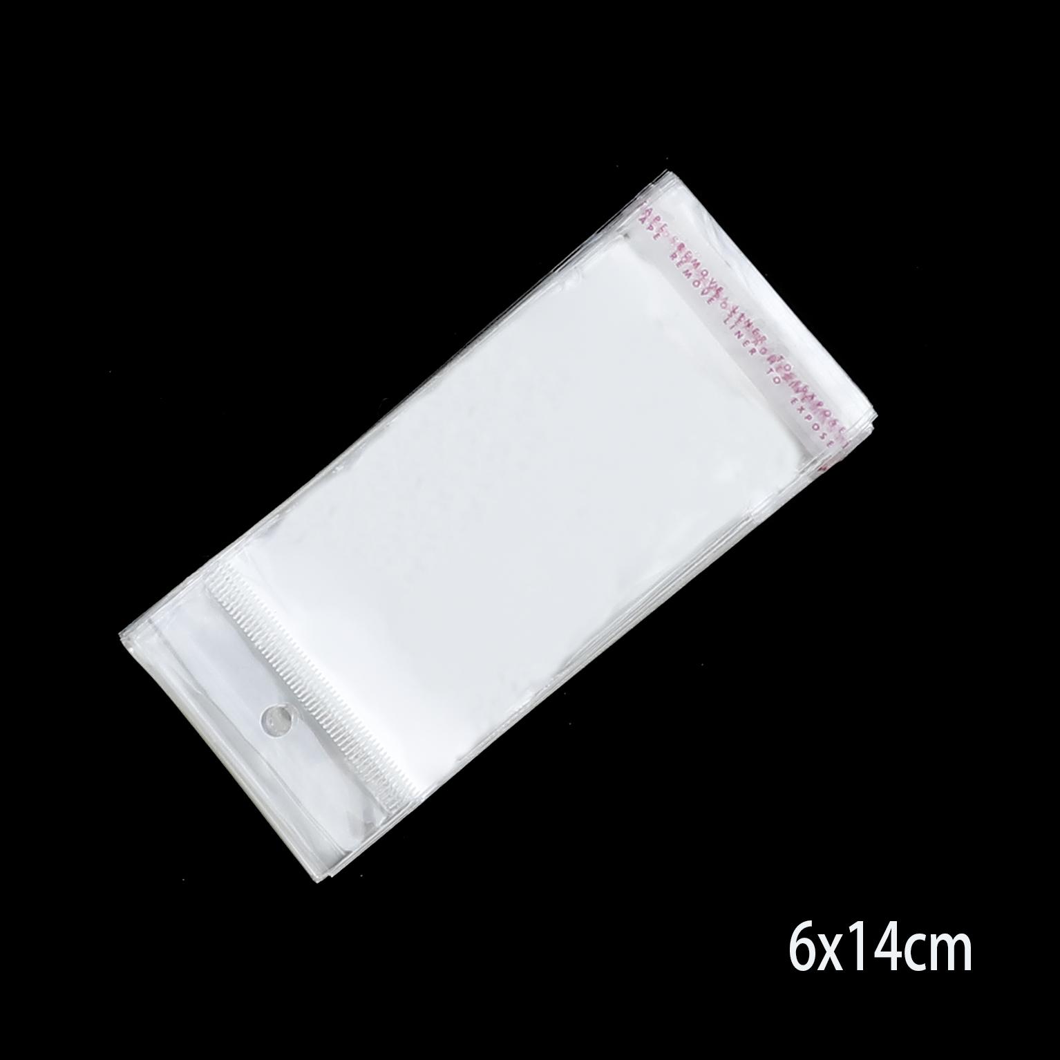 

100 шт. Прозрачный самоклеящийся пластиковый пакет для хранения OPP Poly Pack Bag с отверстием для подвешивания Сумка для розничной упаковки 6*12CM