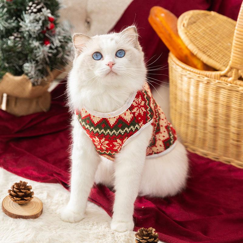 Cute Three-dimensional Christmas Bear Knitted Sweater Cardigan Small Dog Pet Teddy Two-legged Clothing Cat Clothes