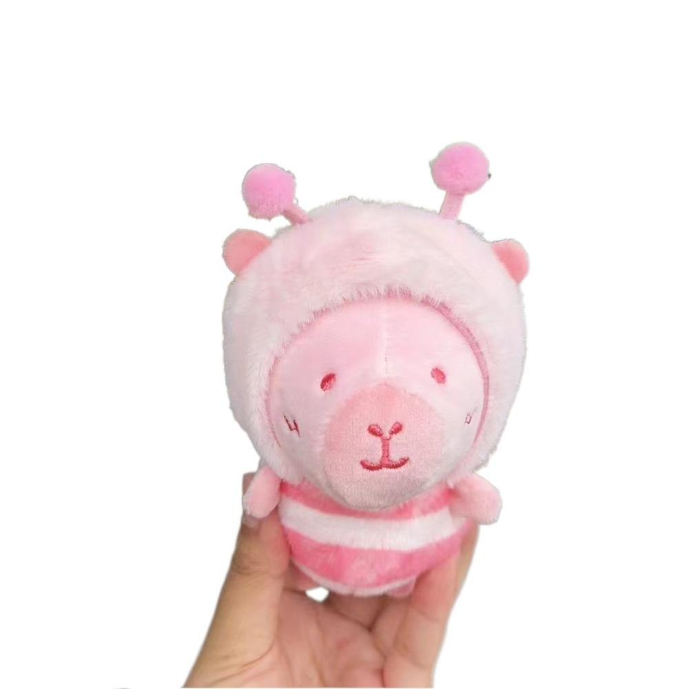 Pink Capybara Bee Key Buckle PP Cotton Cartoon Animal Key Ring Car Key Cross Dressing Pendant Gift
