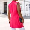 Women Blazer Vest Sleeveless Single Button Flap Pockets Mid-Length Basic Style Breathable Anti-pilling