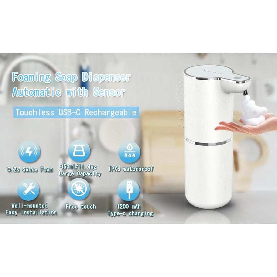 350ML Automatic Infrared Sensing Soap Dispenser Electric Non-Contact Foam Washing Machine Detergent Dispenser Wall Mounted
