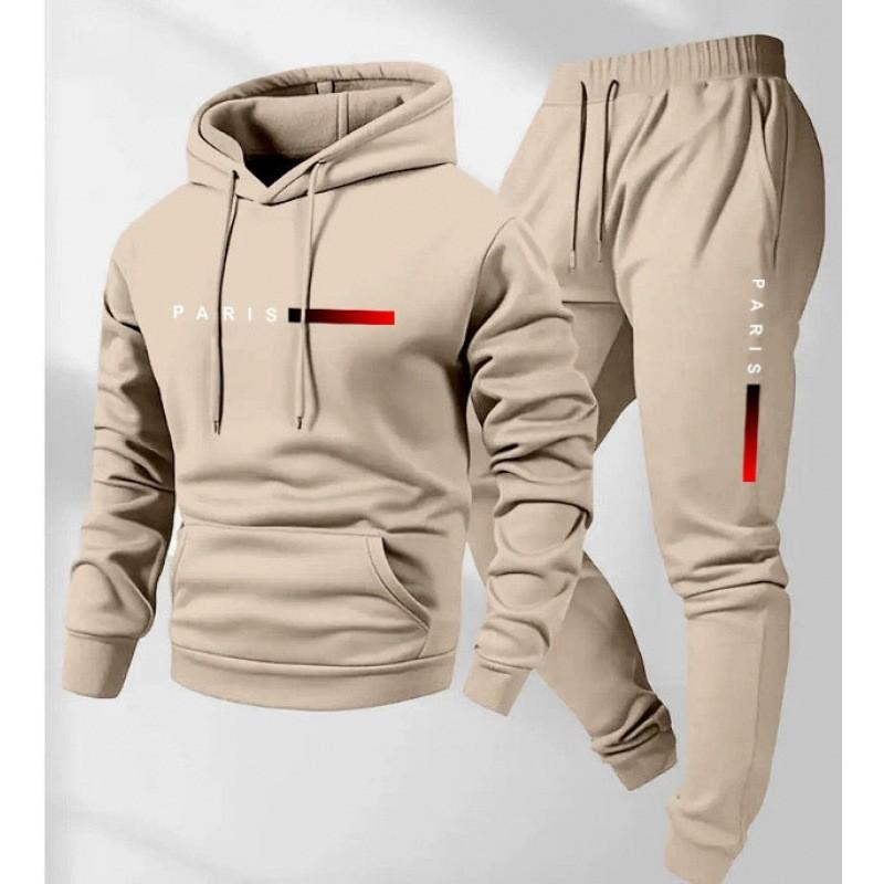 Mens Hooded Oversized Cotton Blend Sweatshirt Set Long Sleeve Top Pants Casual Sportwear
