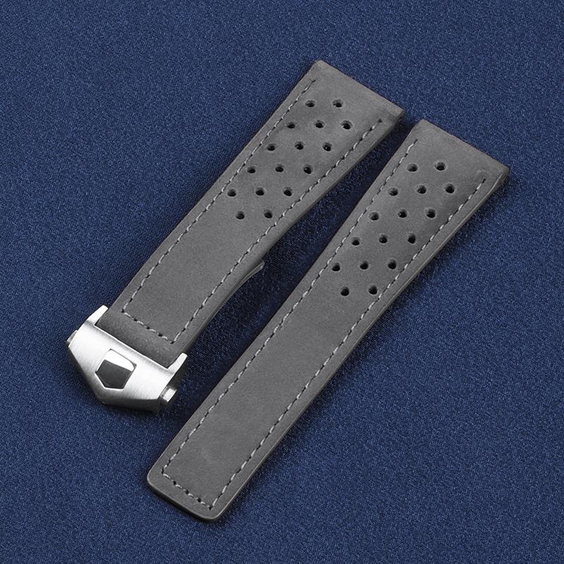 20mm 22mm Bracelet for Tag Heuer Connected 45 for Carrera for Monaco Leather Replace Band Frosted Cowhide Universal Accessory
