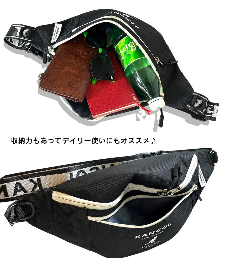 KANGOL Body bag Waist bag KGSA-BG00260 Black/Off