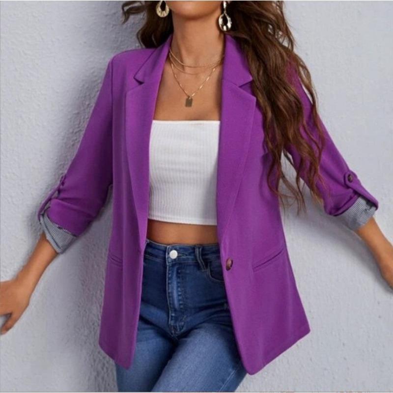 QICED Damen Vintage Casual Einfarbig Druck Herbst Winter Langarm Jacken & Mäntel