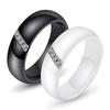 Elegant 6MM Beveled Ceramic Ring with Zirconia Inlay - Versatile Unisex Design